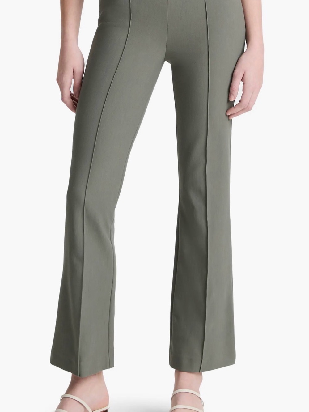 Vince Mid-Rise Pintuck Crop Flare Pants - Size Small
